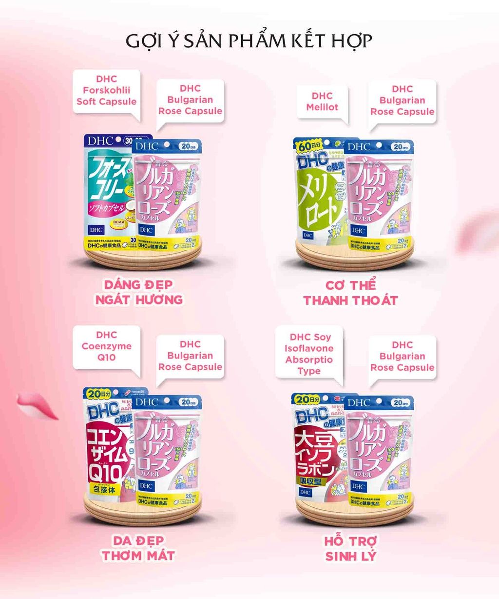  Viên uống thơm cơ thể DHC Rose giúp ngăn mùi, tỏa hương hoa hồng tự nhiên gói 60 viên (30 ngày) [DHC] 