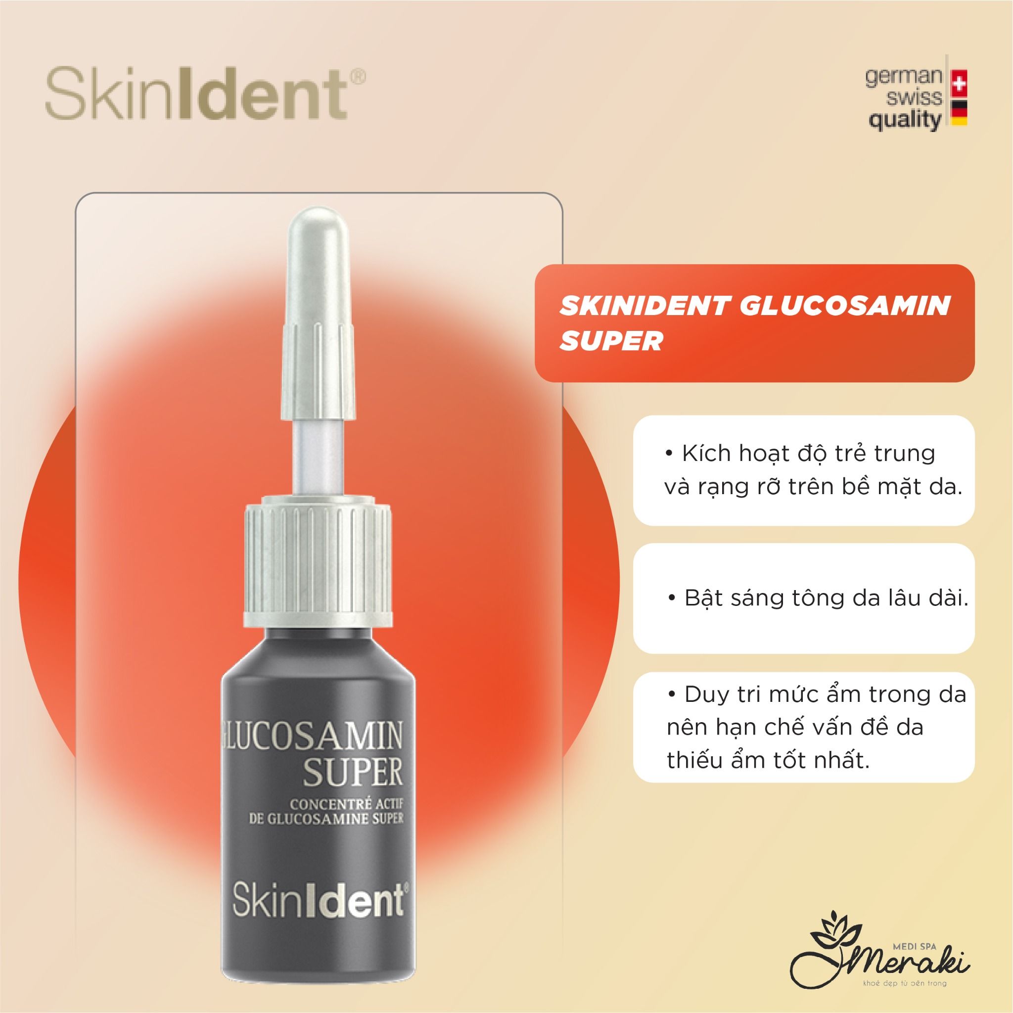  Tinh chất ngăn sạm da, giảm thâm nám SKINIDENT GLUCOSAMIN SUPER [SKINIDENT] 