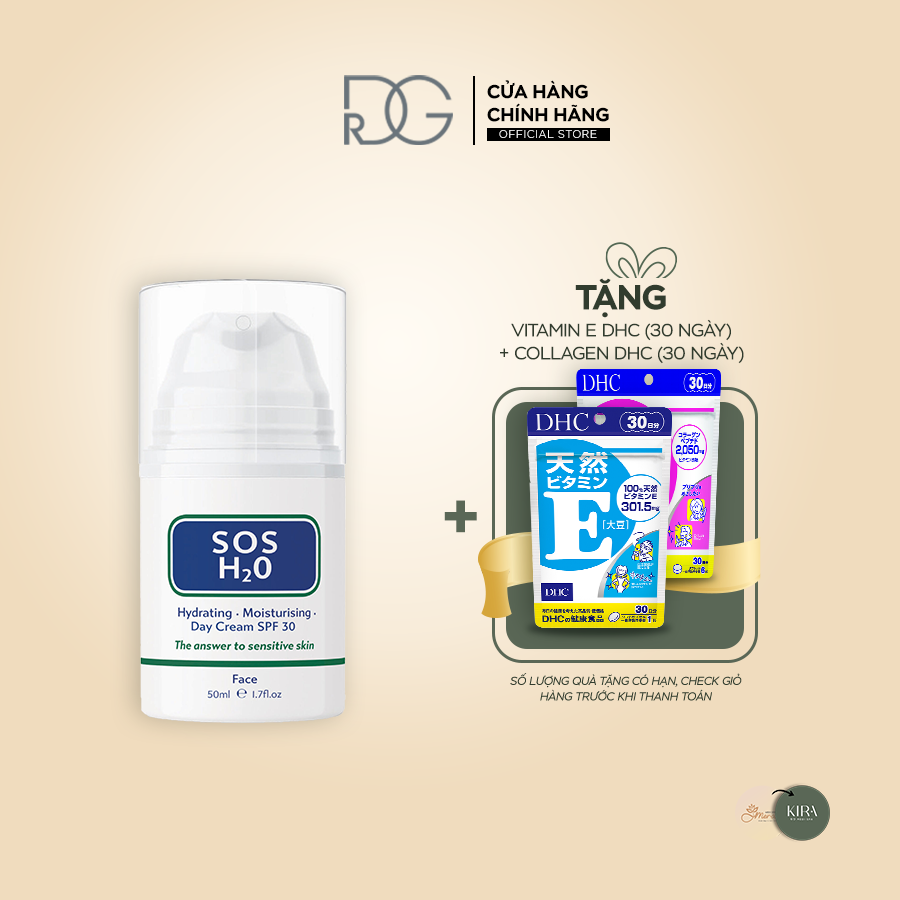  [SOS SERUM] Kem dưỡng Chống nắng Vật lý, tăng cường độ ẩm hàng ngày SOS H20 SPF30 
