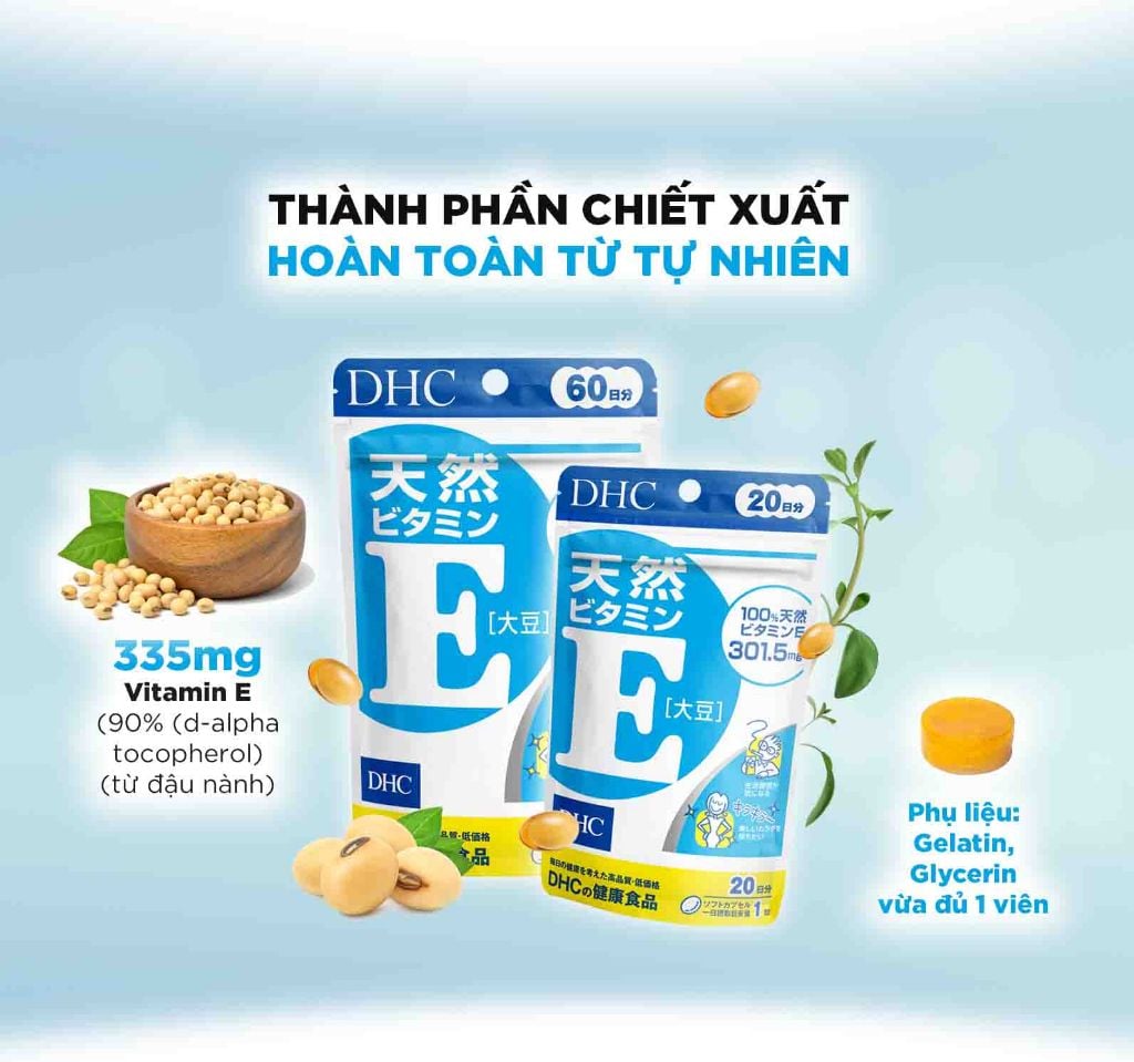  Viên uống bổ sung Vitamin E DHC Nhật Bản gói 30 viên (30 ngày) và gói 90 viên (90 ngày) [DHC] 