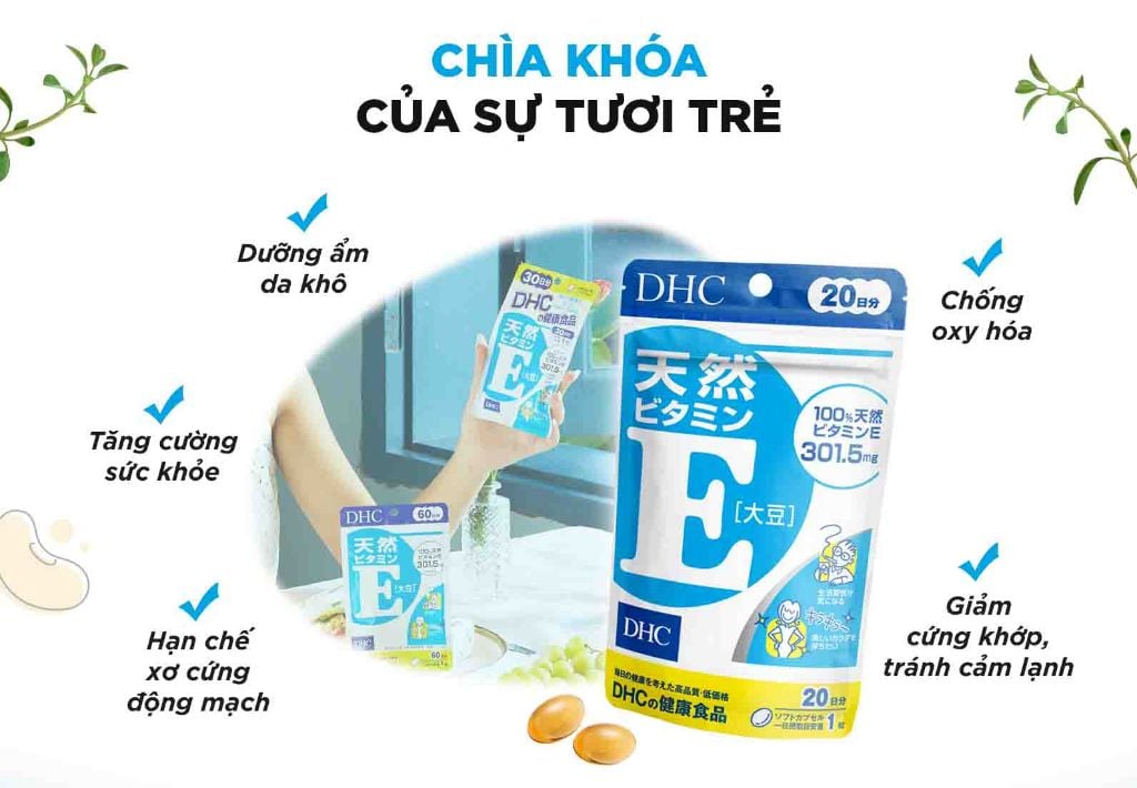  Viên uống bổ sung Vitamin E DHC Nhật Bản gói 30 viên (30 ngày) và gói 90 viên (90 ngày) [DHC] 