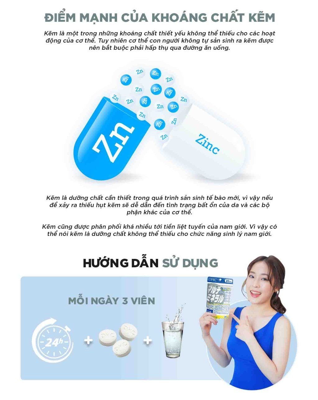  Viên uống Khoáng tổng hợp DHC (New) Bổ sung 10 loại khoáng chất gói 90 viên (30 ngày) và gói 270 viên (90 ngày) [DHC] 