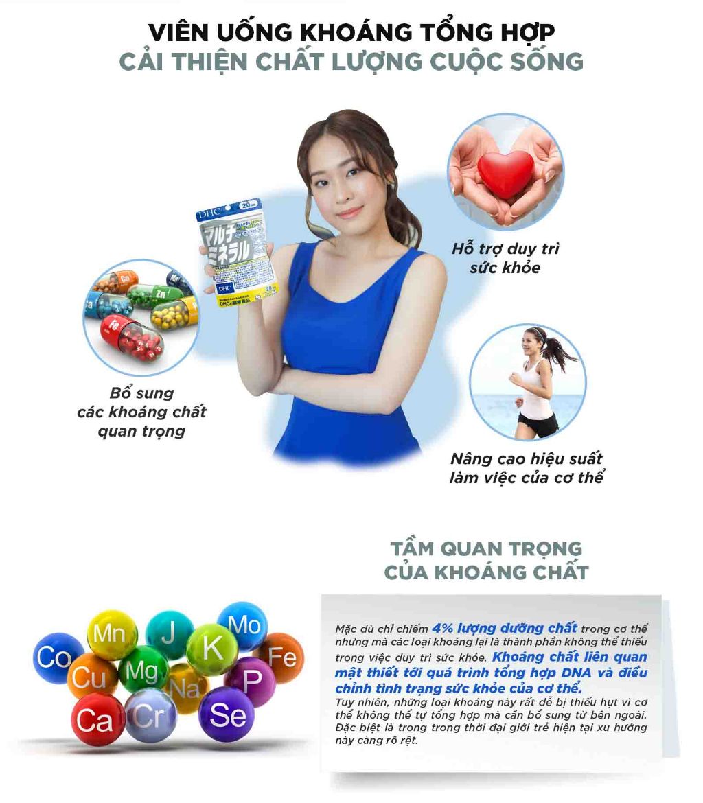  Viên uống Khoáng tổng hợp DHC (New) Bổ sung 10 loại khoáng chất gói 90 viên (30 ngày) và gói 270 viên (90 ngày) [DHC] 