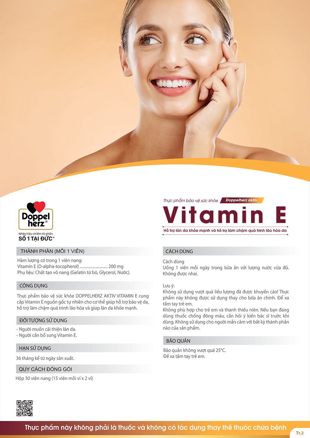  [TPCN Nhập Khẩu] Viên uống bổ sung Vitamin E, làm chậm quá trình lão hóa Doppelherz Activ Vitamin E (Hộp 30v) [DOPPELHERZ] 