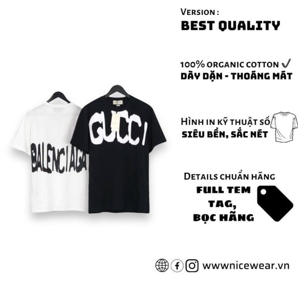  Áo Gucci Balenciaga - Đen/Trắng 