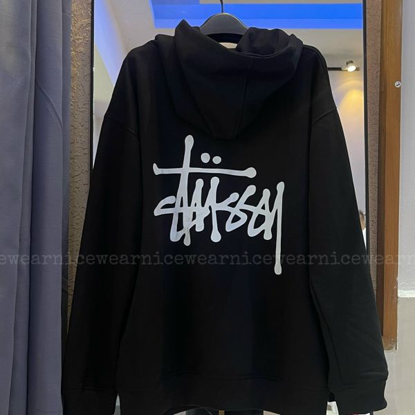  Hoodie Stussy basic - Đen 