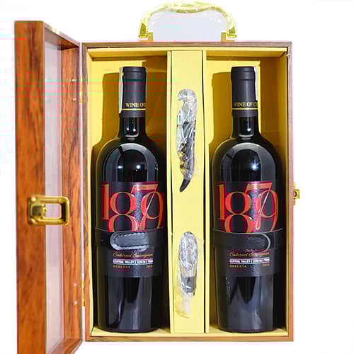 HỘP SƠN MÀI 2 CHAI VANG ĐỎ Italy 1879 RESERVA CABERNET SAUVIGNON