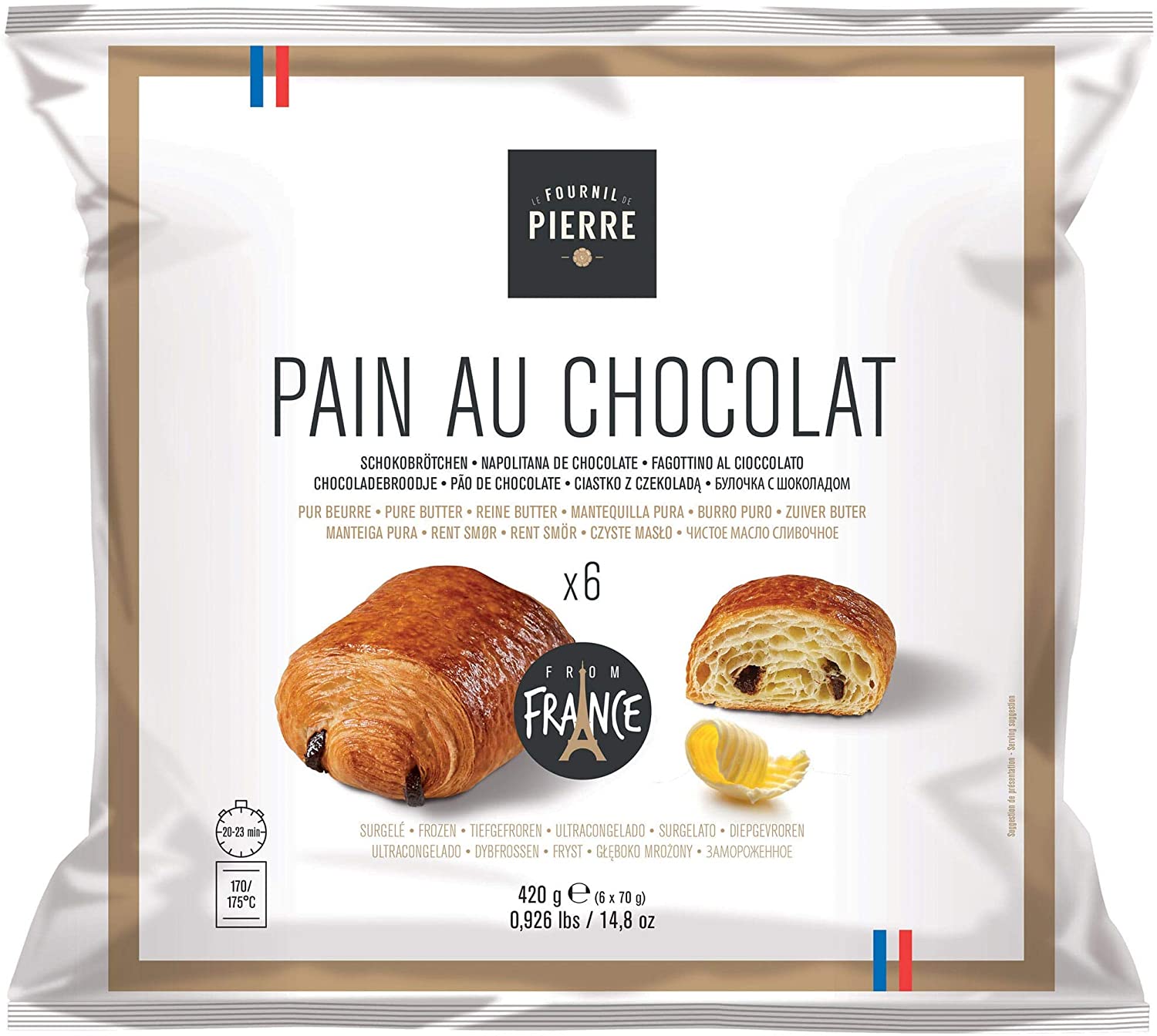 Bánh bột nhào nhân Chocolate đông lanh - PAINS AU CHOCOLAT BRIDOR 70g (6 bánh/ gói)
