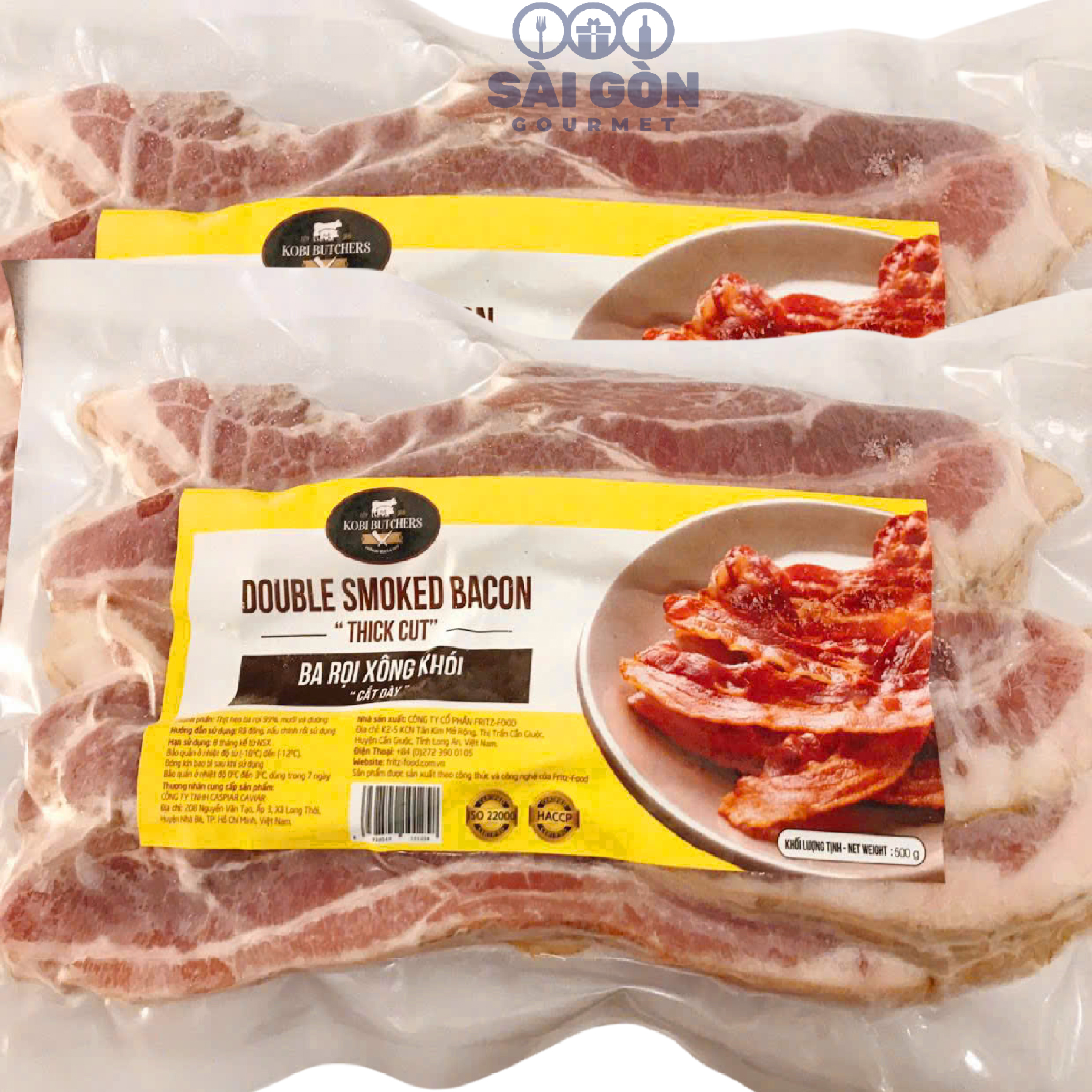 Ba Rọi Xông Khói Cắt dày Kobi 500g- Double smoked Bacon "Thick Cut"