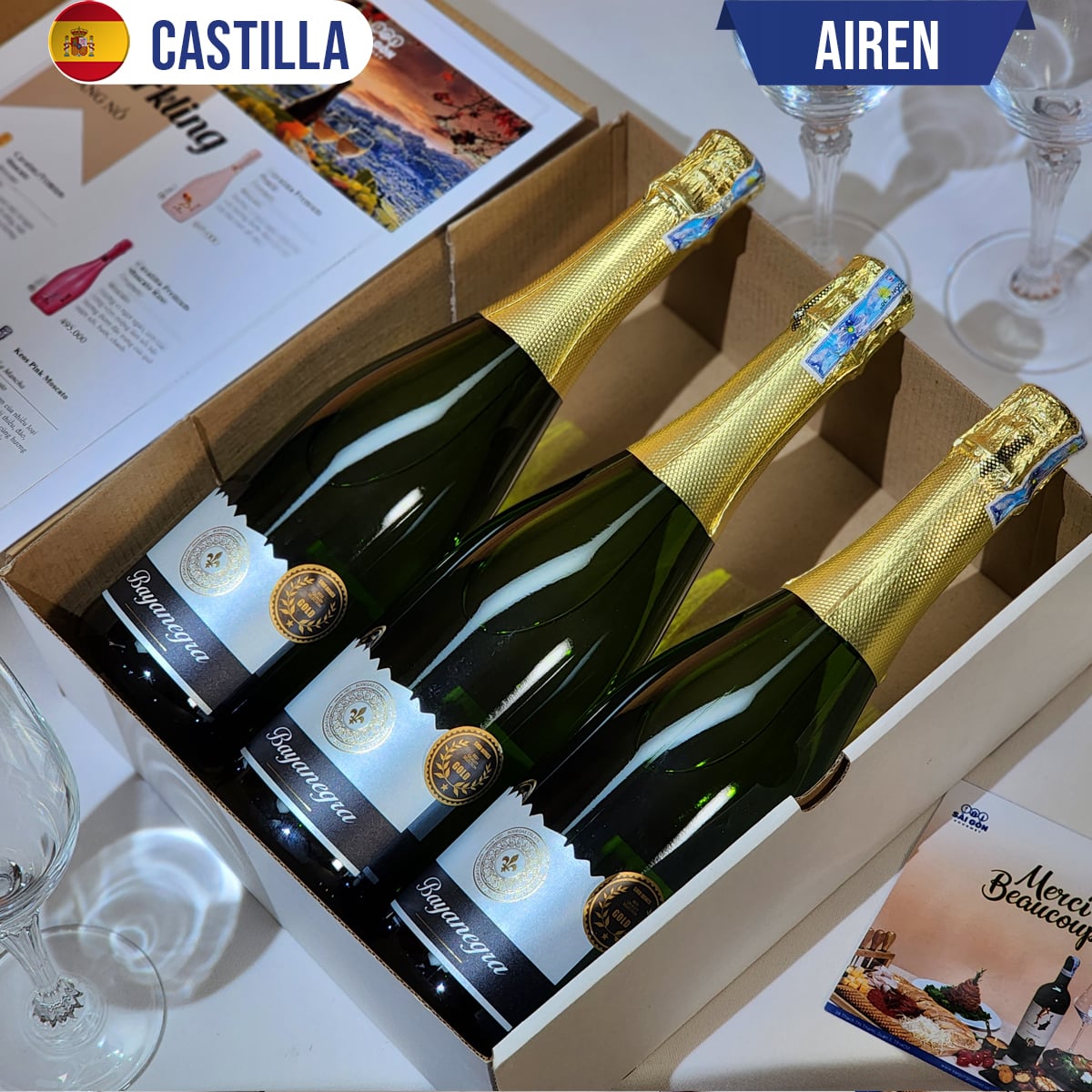 Vang Sparkling Tây Ban Nha BAYANEGRA WHITE SWEET - BOX 3