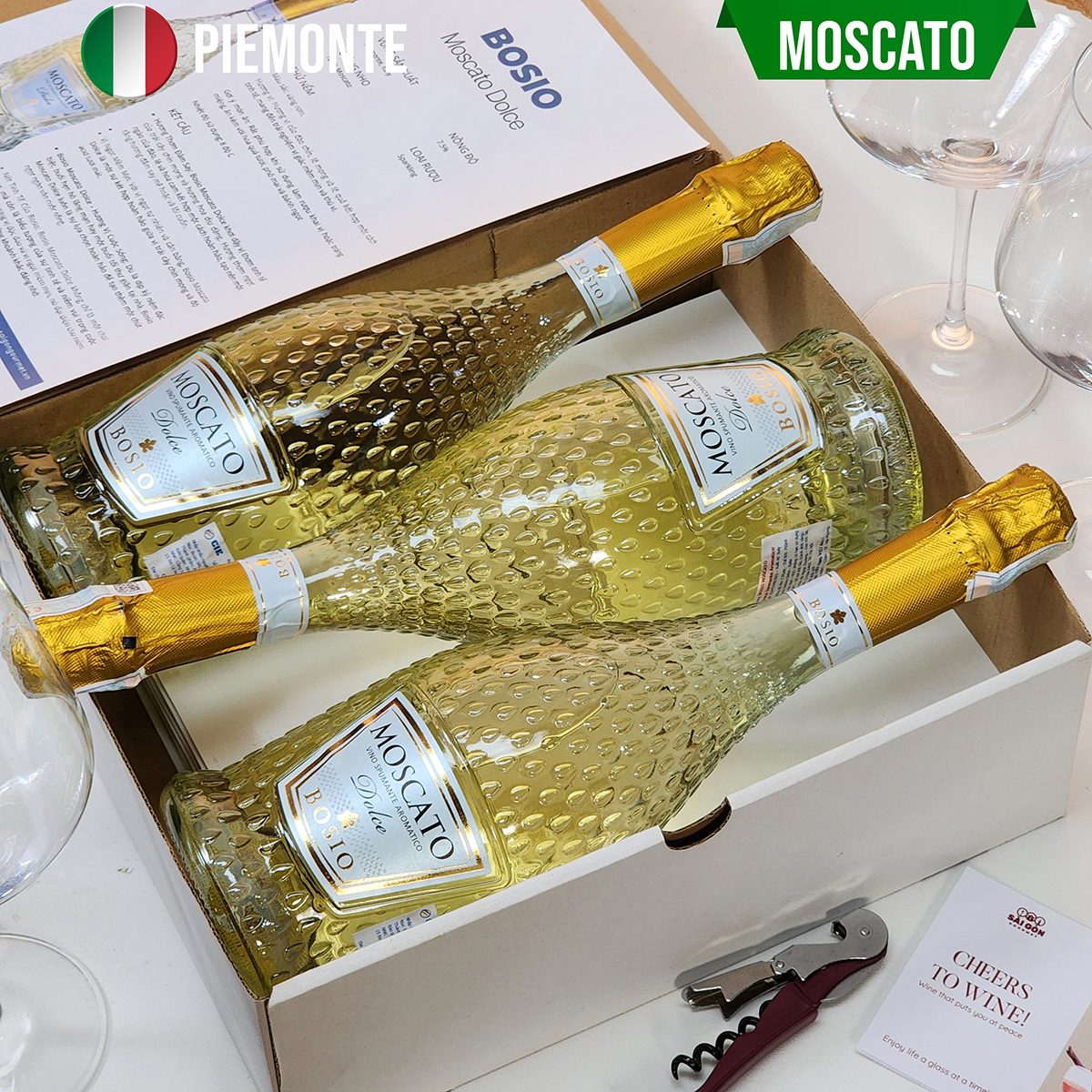 Vang Sparkling Italy MOSCATO SPUMANTE DOLCE 7.5%  LED (BOX 3)