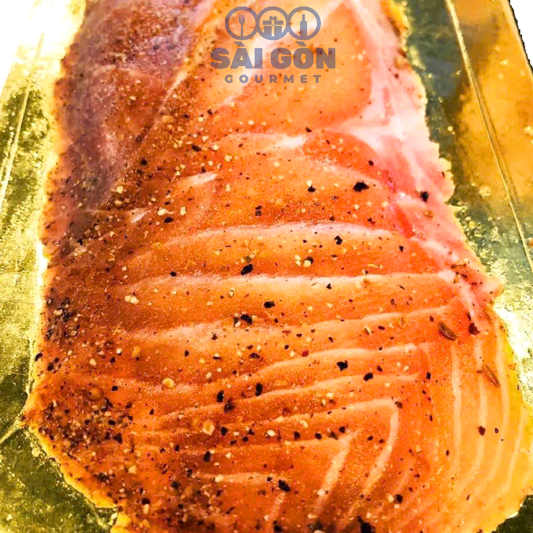 Cá Hồi Xông Khói Vị Hoa Tiêu Caspiar Cắt lát 500g - Smoked Salmon Pastrami