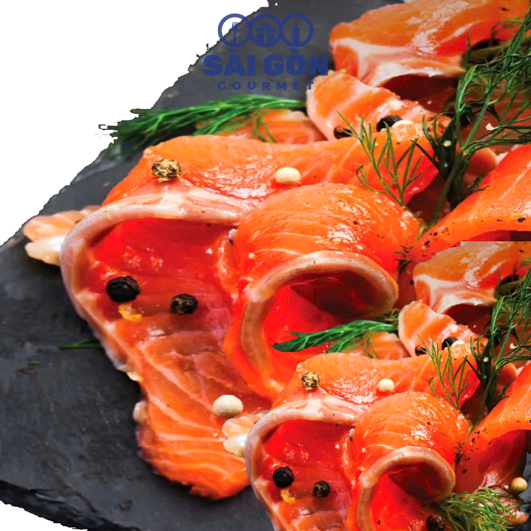 Cá Hồi Xông Khói vị Hoa Tiêu Caspiar Cắt lát 200g - Smoked Salmon  Pastrami