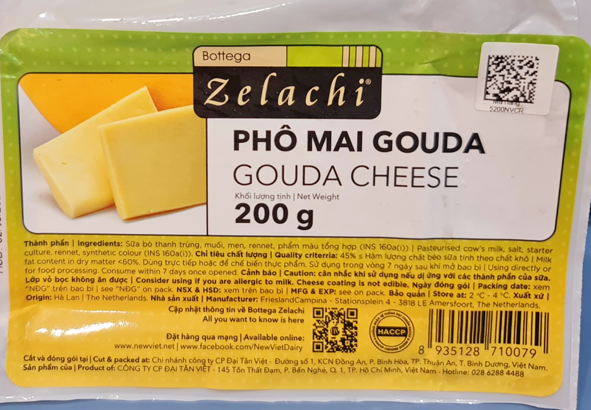 Phô mai Gouda Bottega Zelachi 200g - Bottega Zelachi Gouda chesse 200g