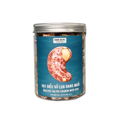 Hạt điều vỏ lụa rang muối Thái Bon - Roasted Salted Cashew With Skin - Hộp 250g