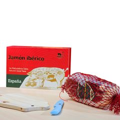 Hộp quà Đùi sau Jamón Ibérico Cebo không xương 24 tháng (loại 1Kg) - Trọn bộ dao, thớt