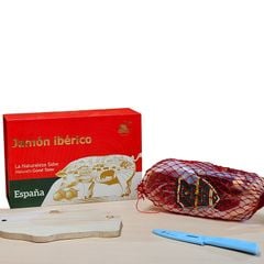 Hộp quà Đùi Jamón Ibérico Serano không xương (loại 1Kg) - Trọn bộ dao, thớt