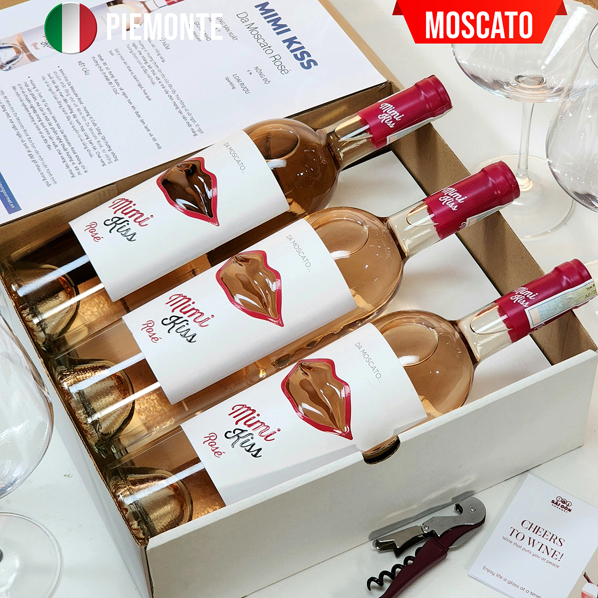 Vang hồng Italy MIMI KISS DA MOSCATO ROSE - BOX 3
