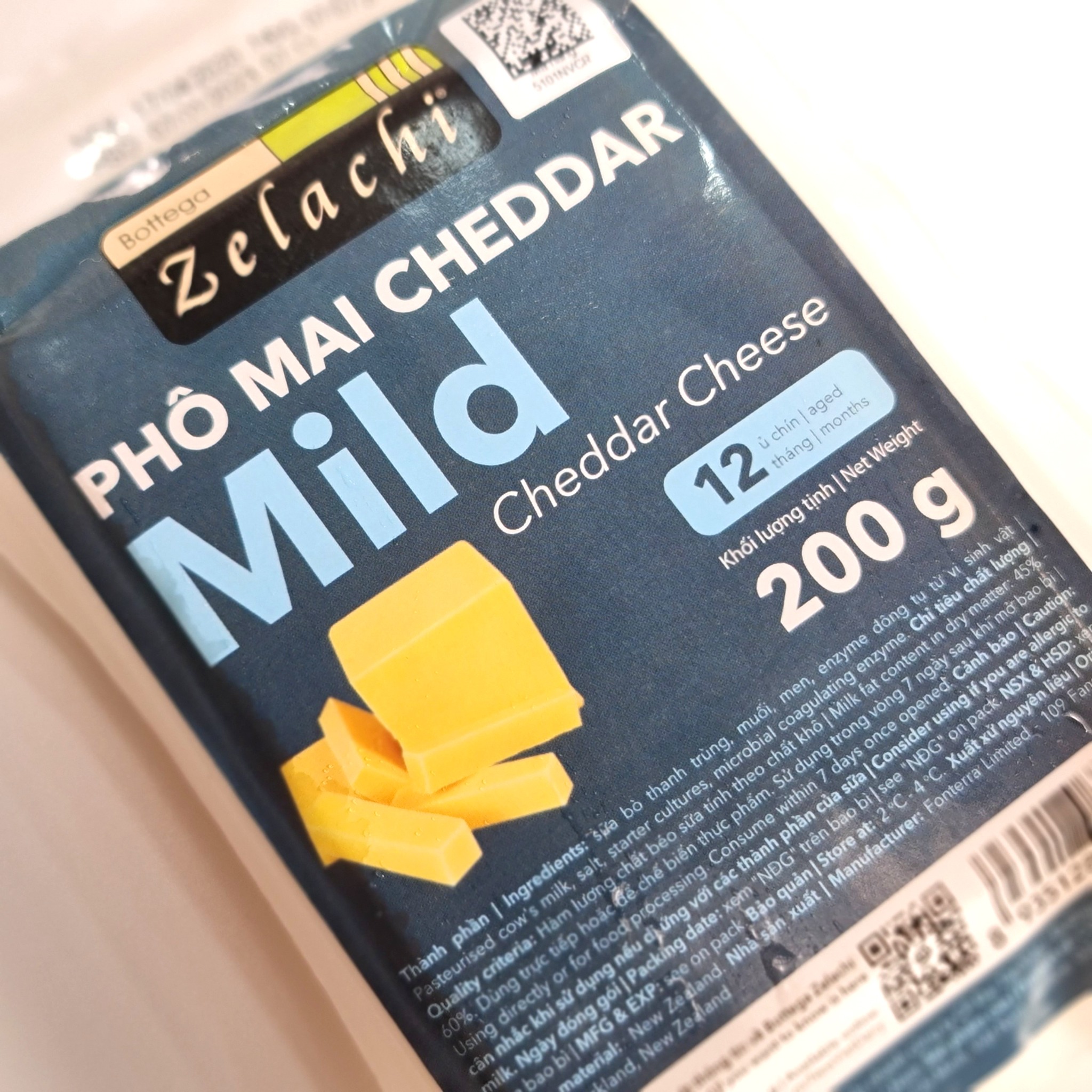 Phô mai Mild Cheddar Màu Bottega Zelachi - 200g