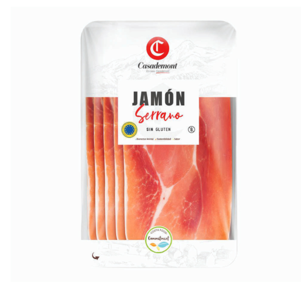 Serrano Ham Sliced 80g - Casademont - Thịt heo muối xông khói