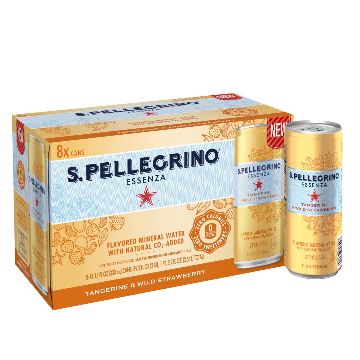 Tangerine & Wild Strawberry San Pellegrino - Nước khoáng thiên nhiên có ga vị Quýt và Dâu Rừng 330ml