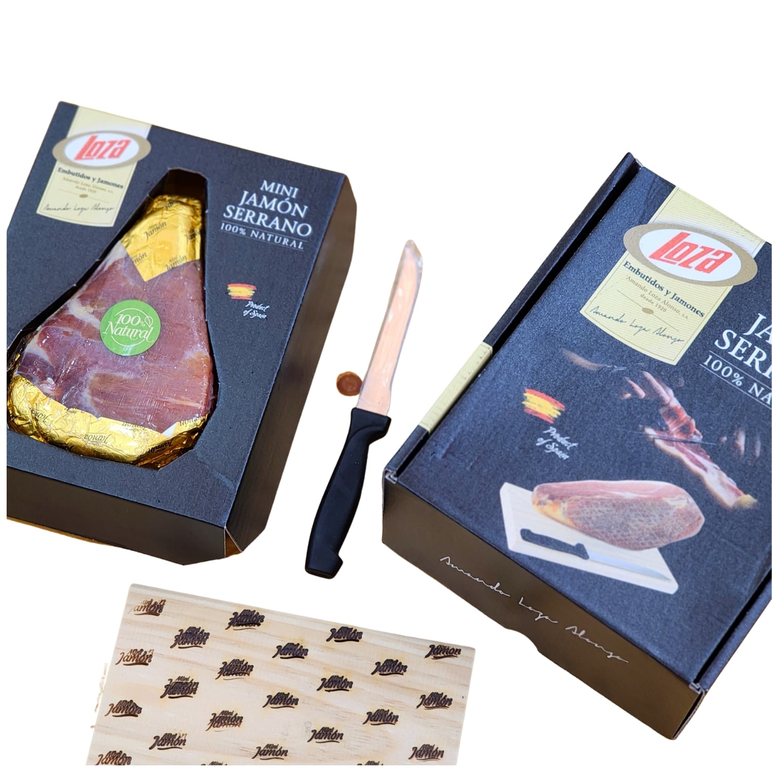 ĐÙI HEO MUỐI MINI SERRANO 100% NATURAL - GIFT BOX SET 1Kg (Bao gồm giá đỡ và dao)