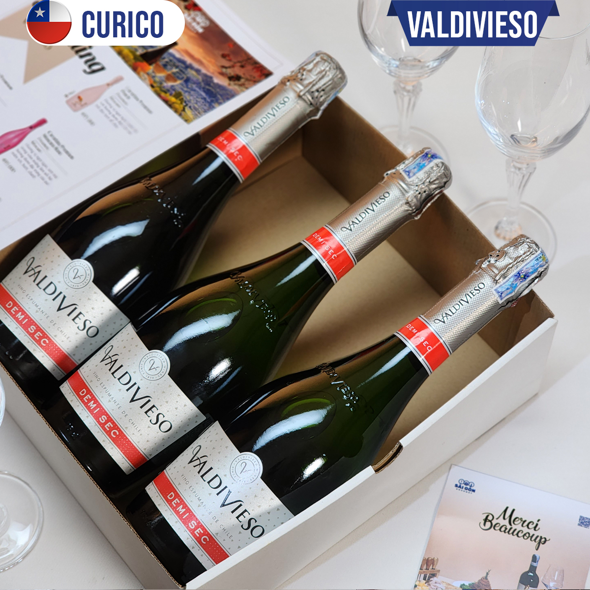 Vang Sparkling Chile VALDIVIESO DEMI SEC - BOX 3