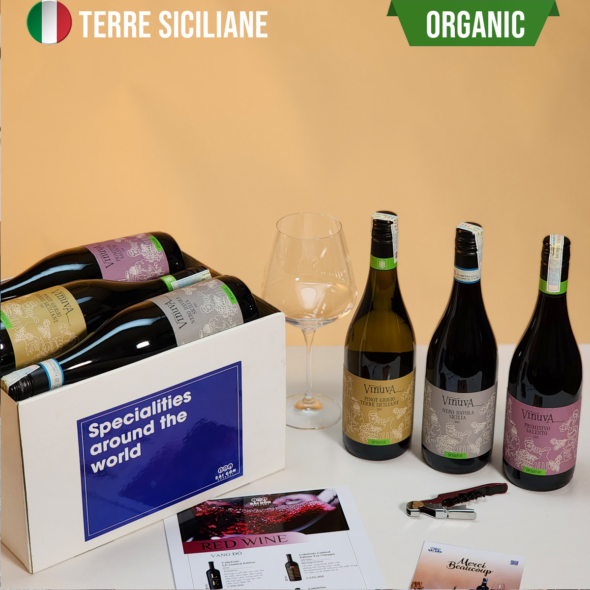 Hộp 6 vang Italy VINUVA COLLECTION ORGANIC