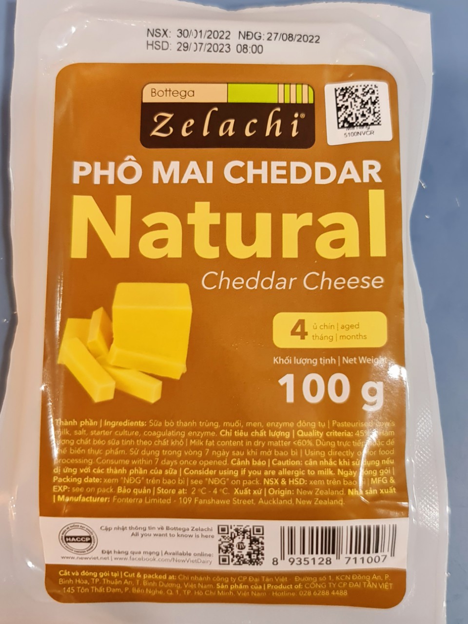 Phô mai Cheddar Bottega Zelachi - 100g
