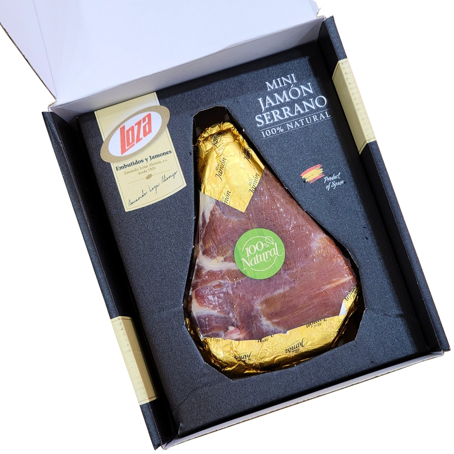 ĐÙI HEO MUỐI MINI SERRANO 100% NATURAL - GIFT BOX SET 1Kg (Bao gồm giá đỡ và dao)