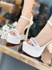 Sandal gót nhọn đính đá đế đúp S829