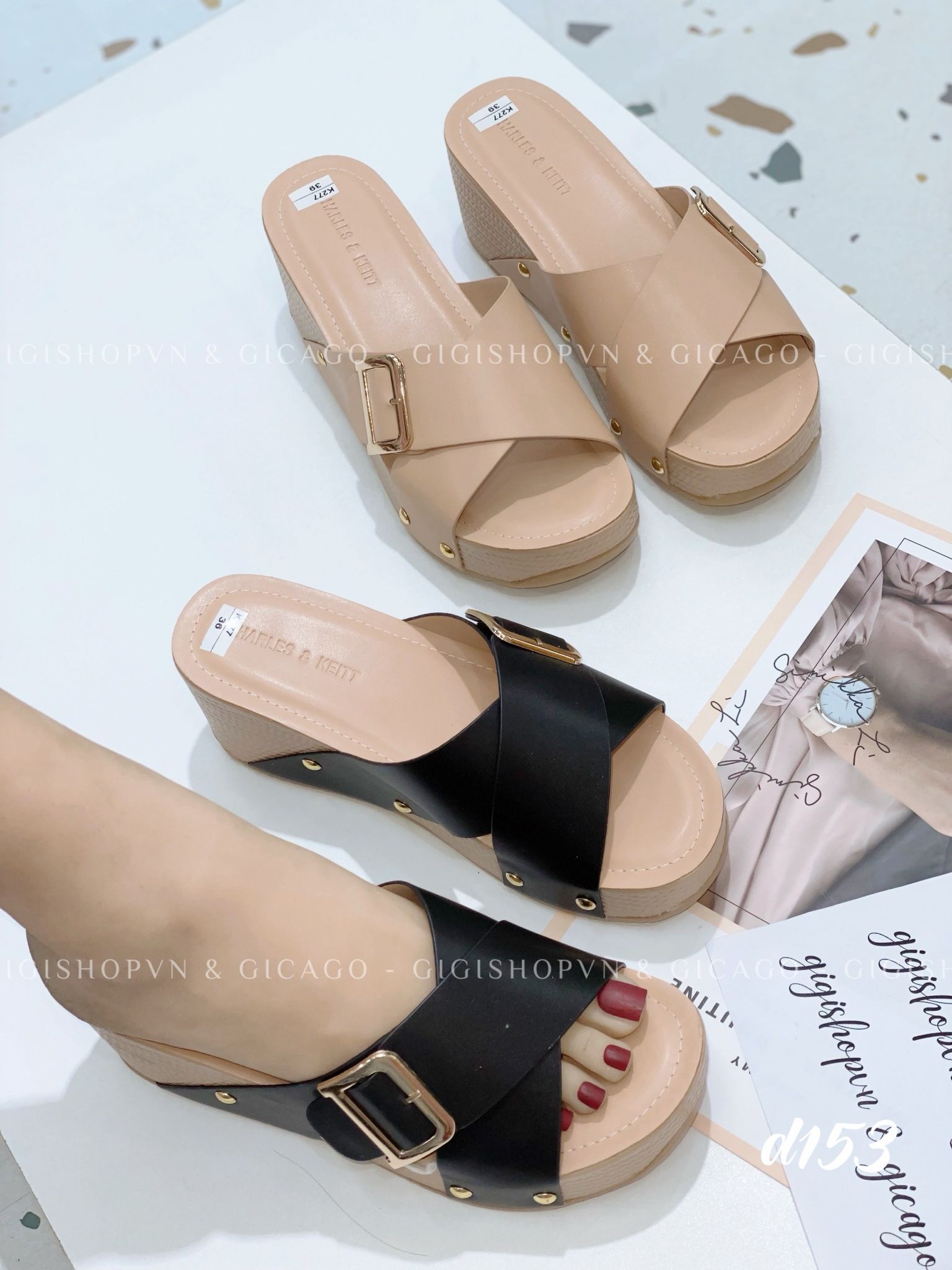 Dép guốc xuồng chéo D283