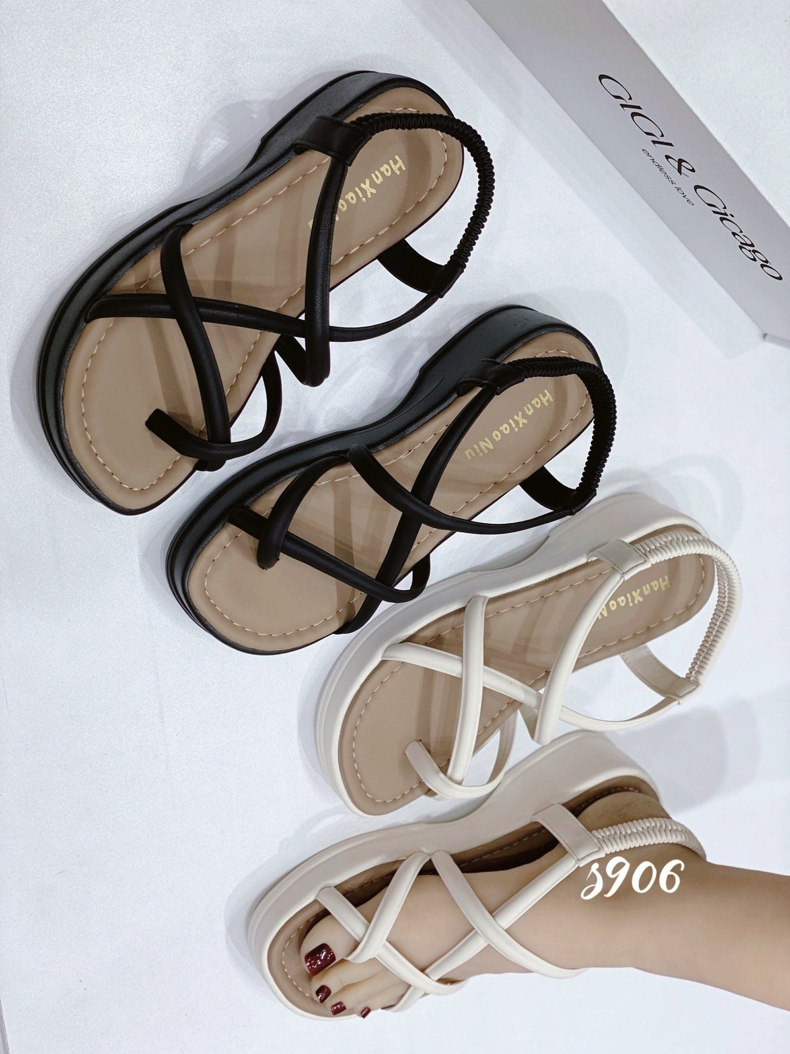 Sandal đế xuồng dây chéo xỏ ngón S906