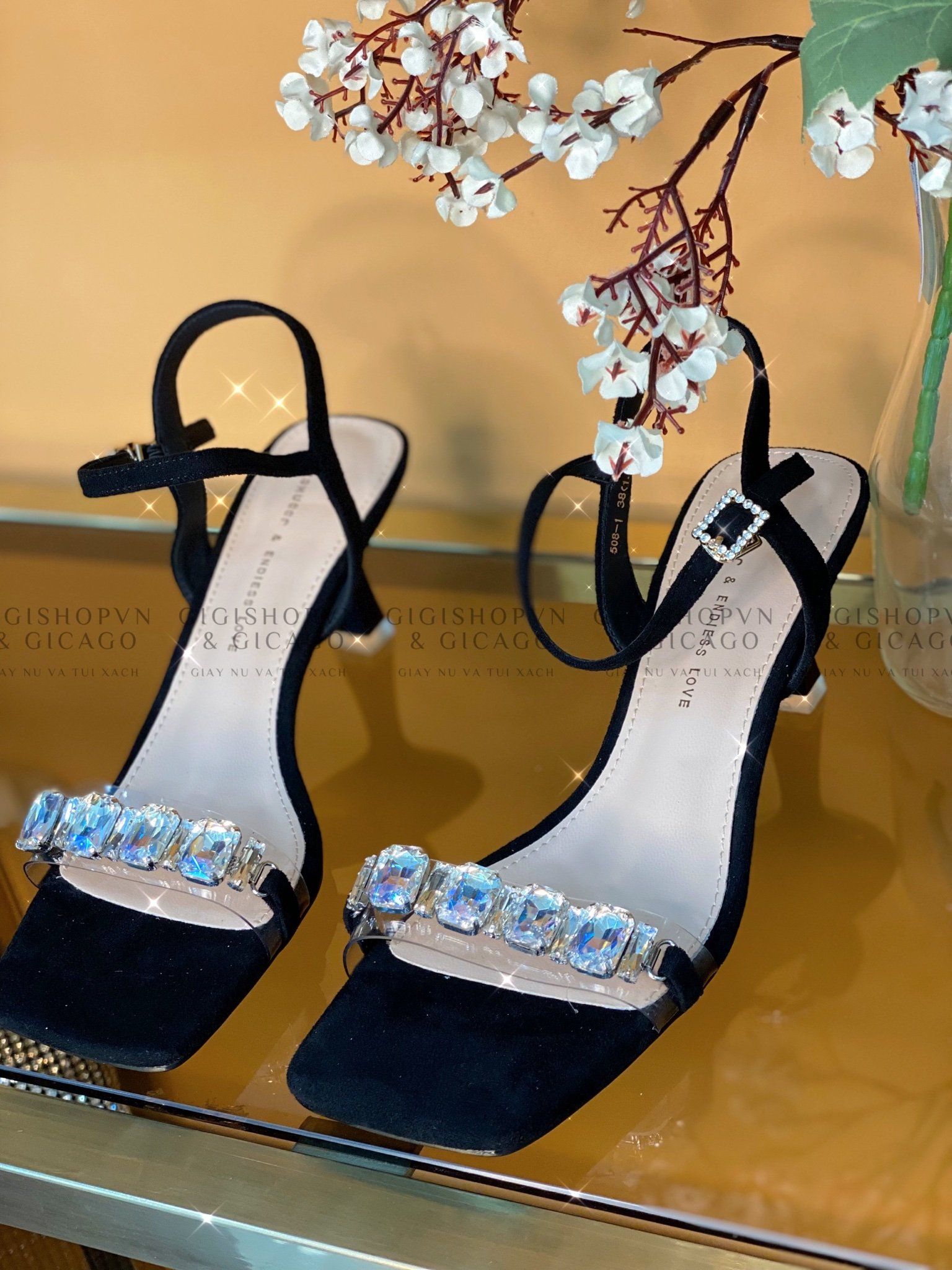 Sandal gót nhọn đá to S838