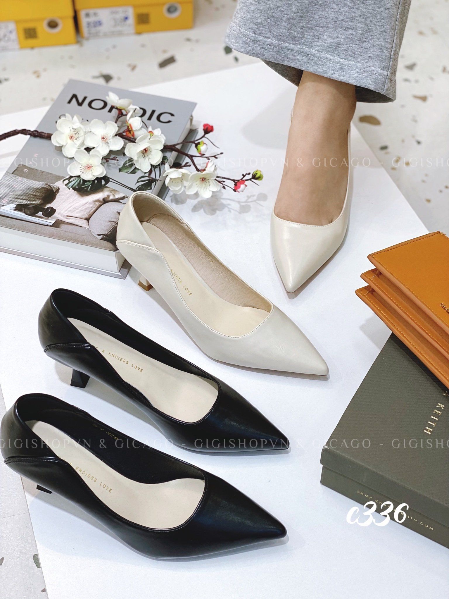 Cao gót nhọn da trơn C336