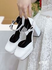 Cao gót vuông mũi tròn Nơ Mary WD C703