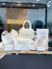 Sandal gót nhọn đính đá đế đúp S829