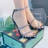 Sandal gót nhọn dây đính đá S637