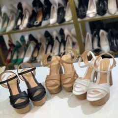 Sandal gót vuông đế giả gỗ 11P S732