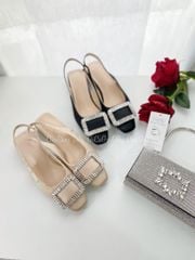 Cao gót vuông mũi tròn hở gót C622