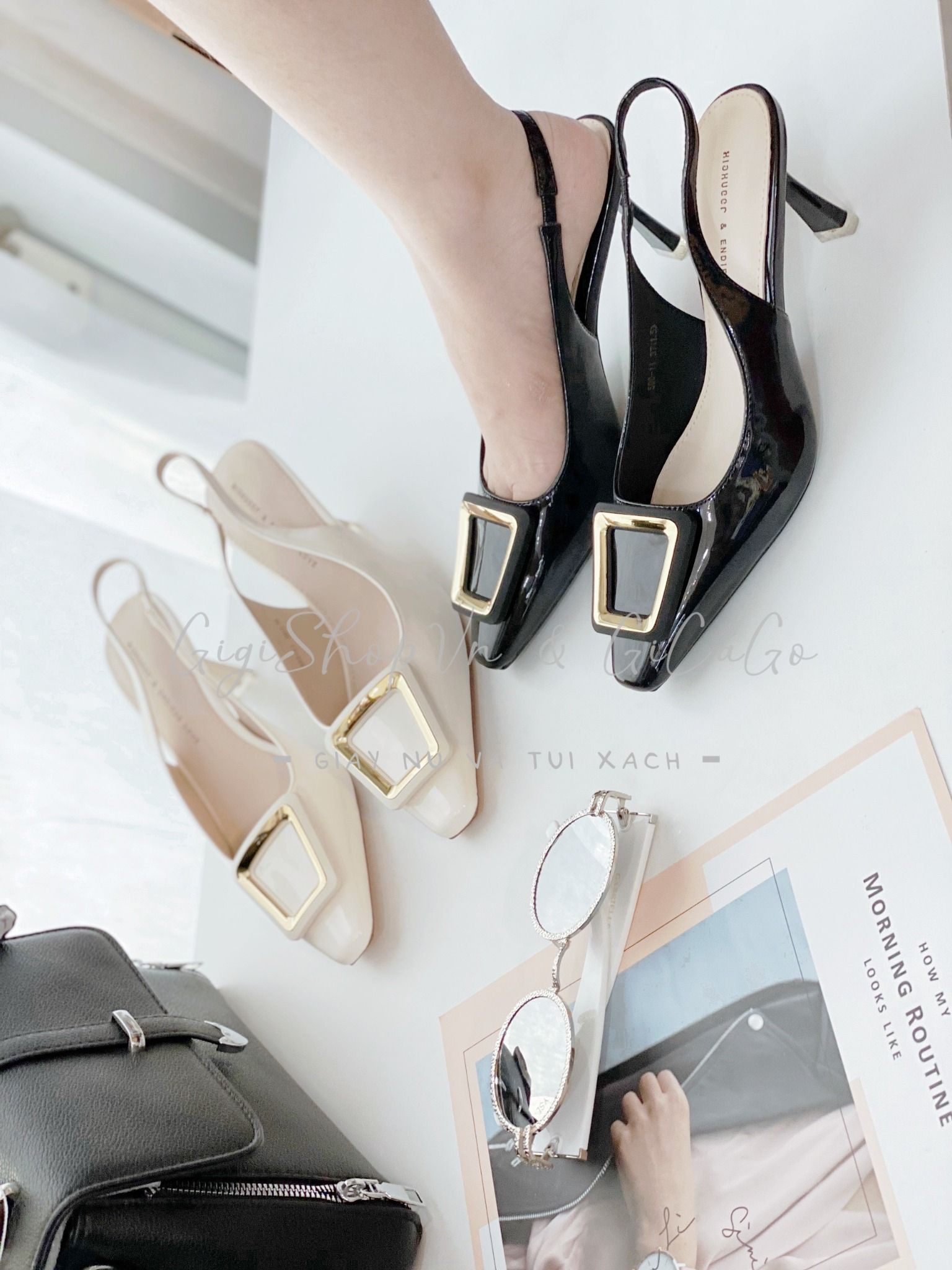 Cao gót nhọn hở gót C699