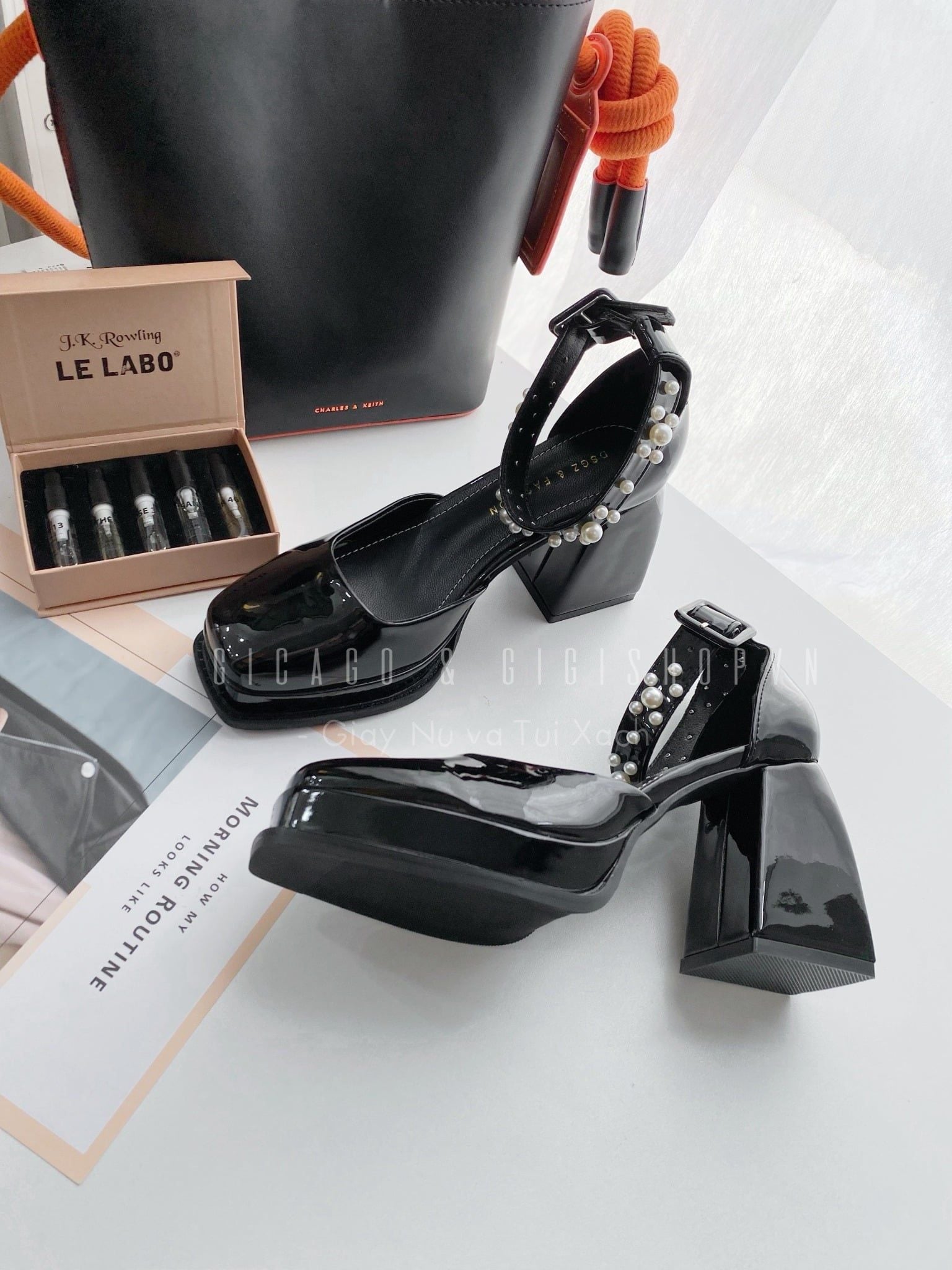 Cao gót vuông quai ngọc Loli C721