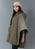  XTFPJ04H4 _ Quilted Hooded Packable Poncho Olive Haze 