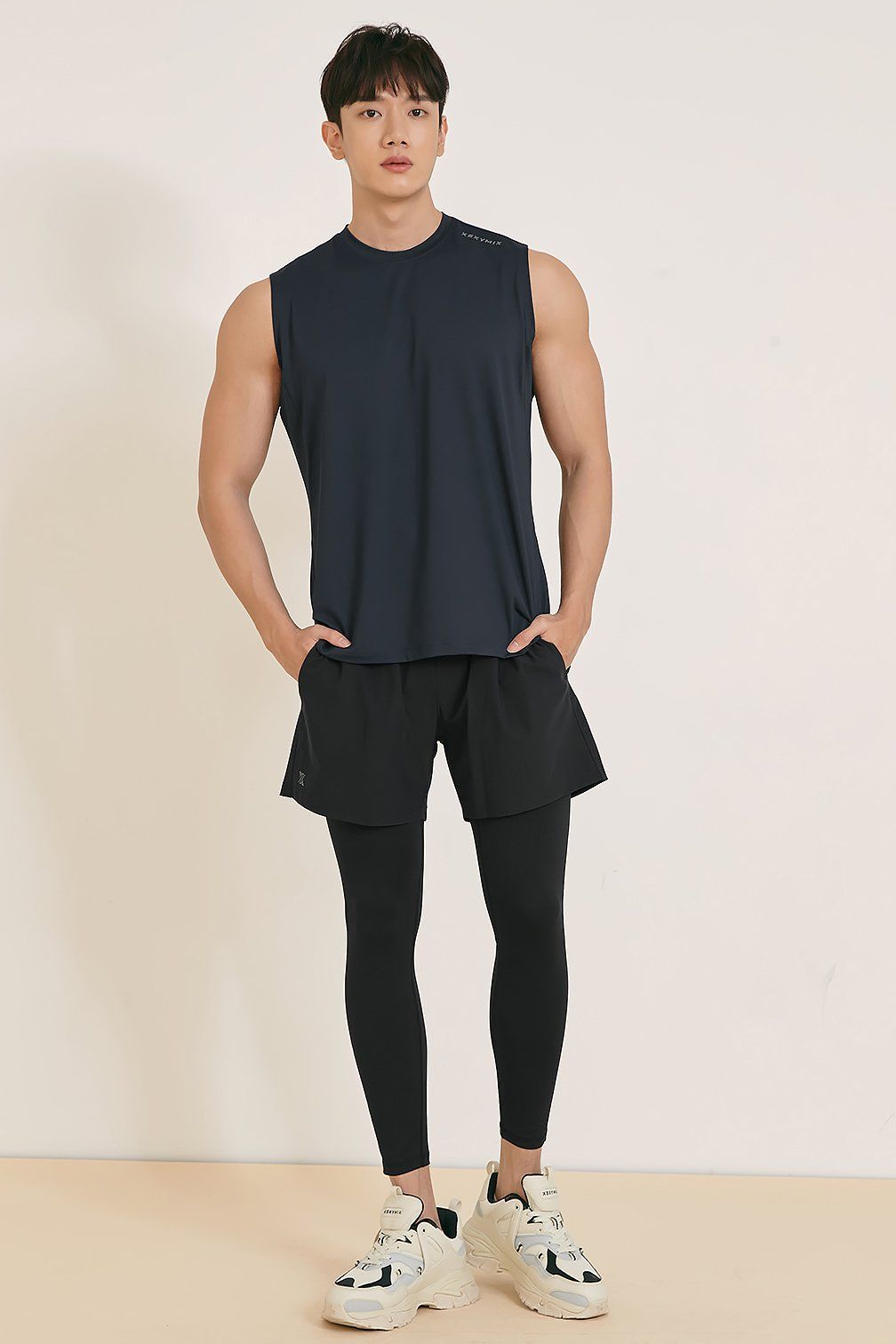  XP2121F - Quần leggings nam comfortable ice 2 in 1 Charcoal black 