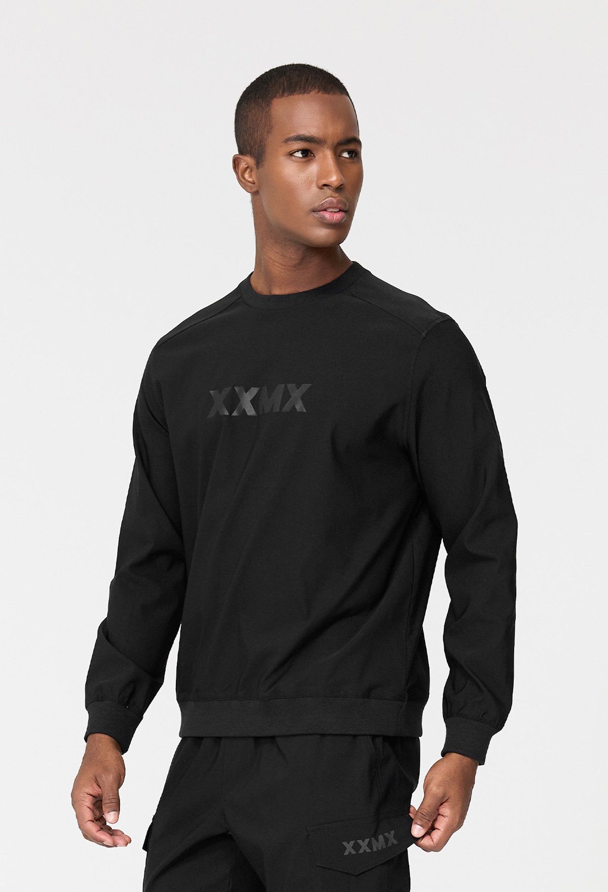  XMMMT02H3 _ Hardy stretch logo sweatshirt black 