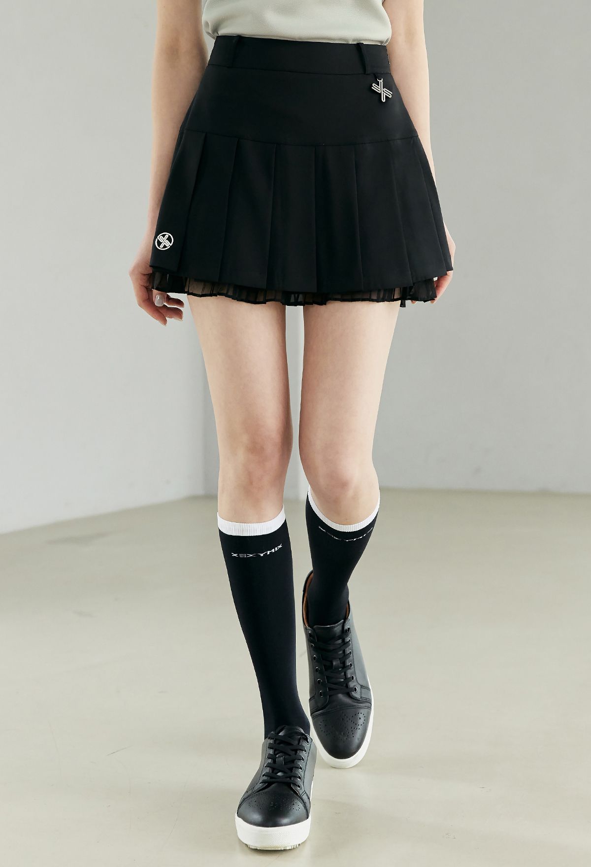  GP3006G_Chiffon Mix Culotte Skirt 