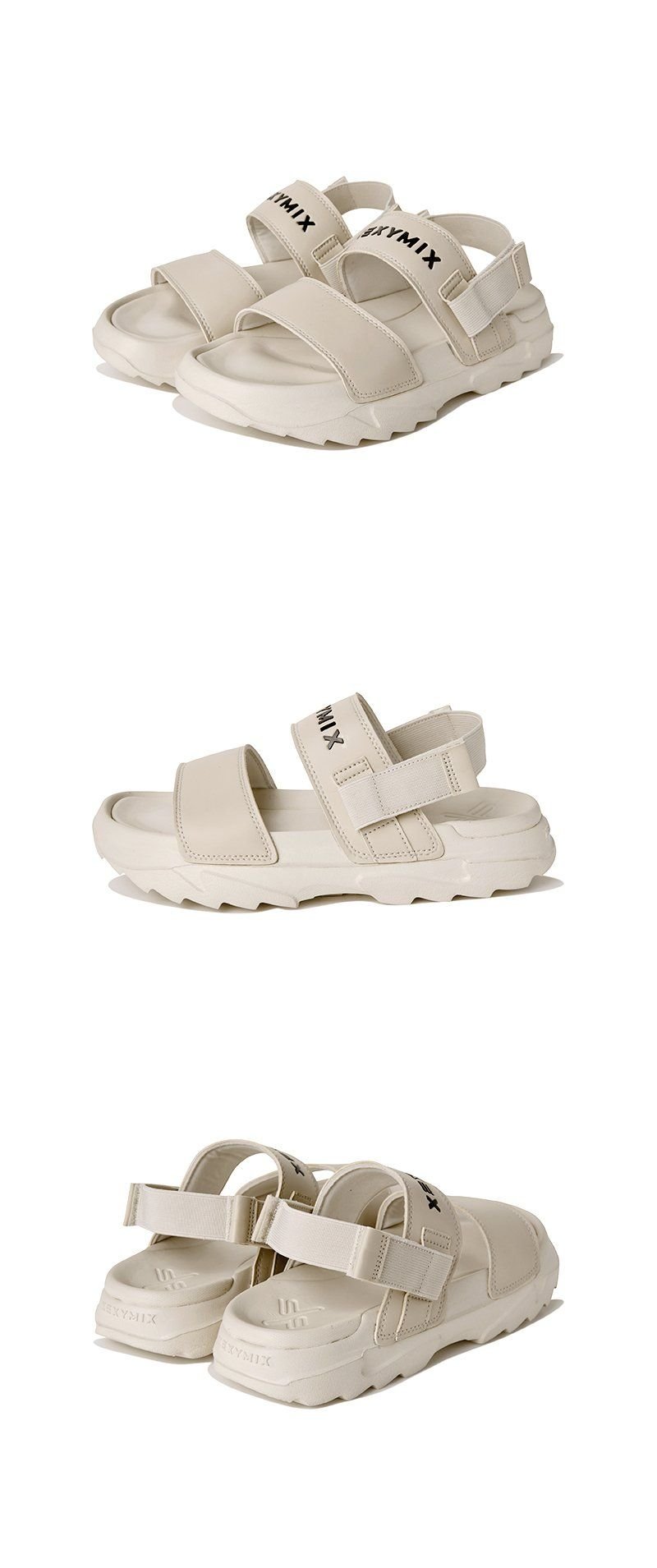  XED223C_Slide & Sandal X-Strap Leather 2 Ways Shoes_Sand Beige 