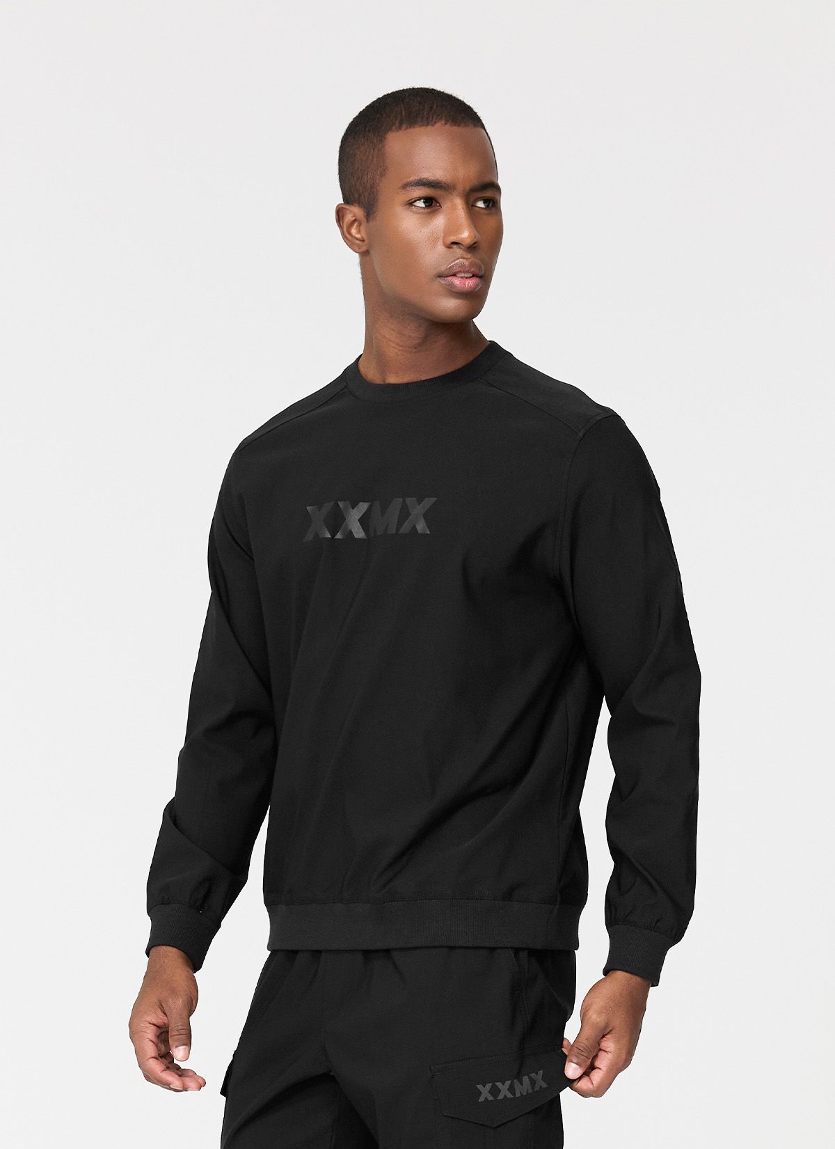  XMMMT02H3 _ Hardy stretch logo sweatshirt black 