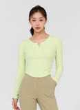  XTFLT06H3 _ Soft ribbed button long sleeve Green Forest 