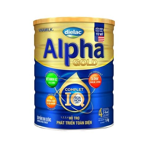  Sữa Bột Vinamilk Dielac Alpha Gold 4 hộp 1400g (Cho Trẻ Từ 2- 6 tuổi) - Sữa công thức hỗ trợ phát triển trí não của trẻ, tăng cân, chiều cao 
